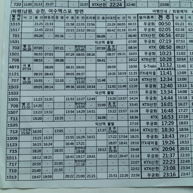 용산역 Ktx열차기차고속철도시간표(출발 도착) : 네이버 블로그