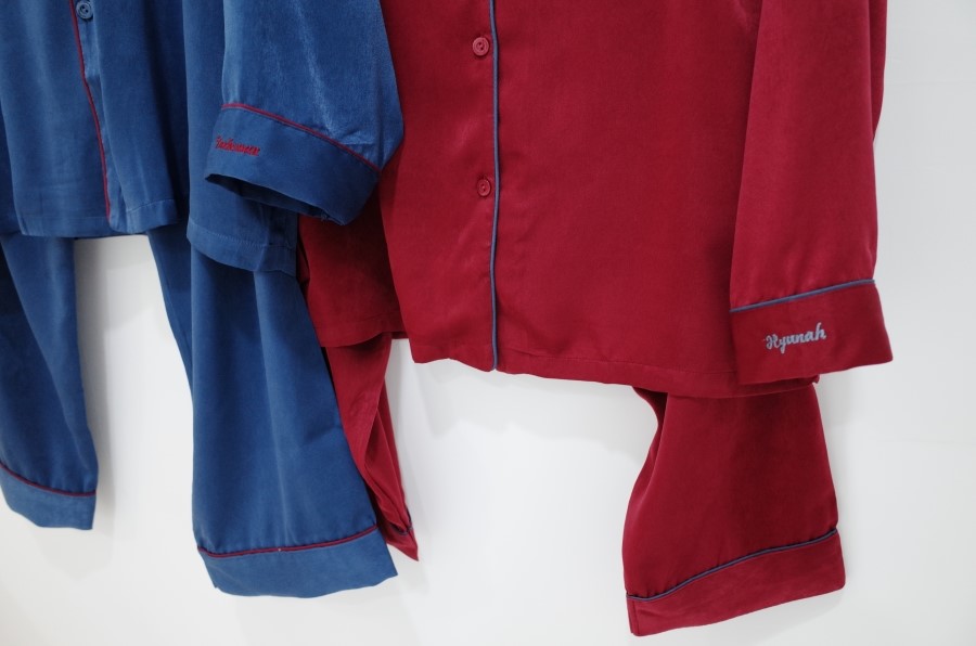 New Wine Silk Pajamas Newlyweds Couple Pajamas Fas