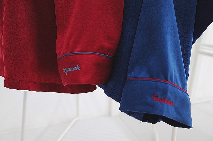 New Wine Silk Pajamas Newlyweds Couple Pajamas Fas